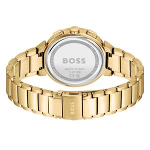 Boss One 38mm Green Dial Gold Plated Quartz Bracelet Chronograph Watch