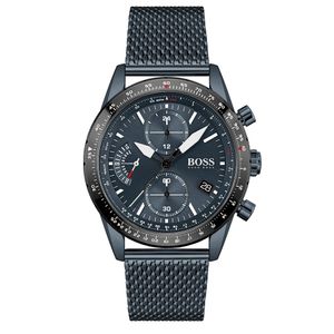 Preview image of Boss Pilot Edition 44mm Steel Blue Quartz Mesh Bracelet Chronograph Watch