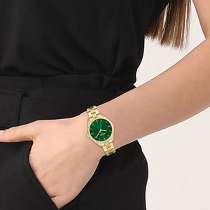 Boss Sage 32mm Gold IP Plated Steel Green Dial Quartz Bracelet Watch