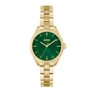 Preview image of Boss Sage 32mm Gold IP Plated Steel Green Dial Quartz Bracelet Watch