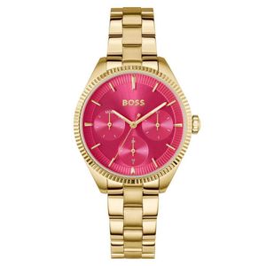 Preview image of Boss Sage 34mm Gold IP Plated Steel Pink Dial Quartz Bracelet Watch
