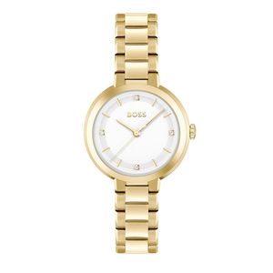 Preview image of Boss Sena 34mm Silver Crystal Set Gold Plated Bracelet Watch