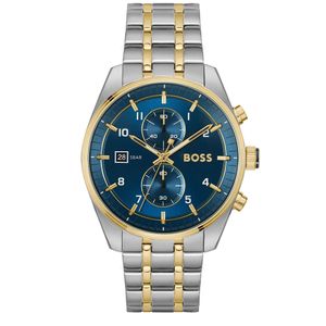 Preview image of Boss Skytraveller 44mm Bi-Colour Blue Quartz Bracelet Chronograph Watch