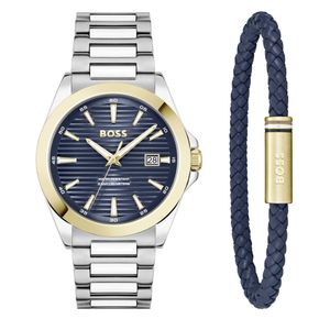Preview image of Boss Strike 41mm Blue Bicolour Steel Watch & Bracelet Gift Set 