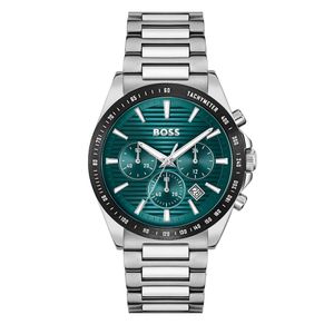 Preview image of Boss Strike 41mm Steel Green Dial Quartz Bracelet Chronograph Watch