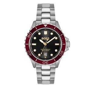 Preview image of Boss Troper Sport 41mm Black Red Bezel Steel Quartz Bracelet Watch