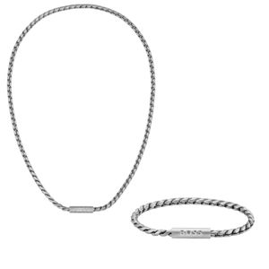 Preview image of Boss Doran Braided Chain Steel Necklace & Bracelet Gift Set 