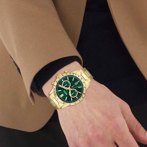 Preview image of Boss Allure 41mm Green Dial Gold Tone Quartz Bracelet Chronograph Watch