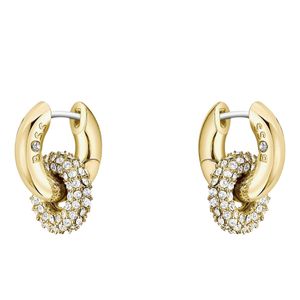 Preview image of Boss Live Precious Interlocking-Hoop Gold Plated Paved Earrings 