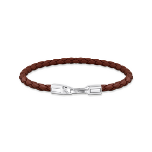 Preview image of Thomas Sabo Braided Brown 5 mm leather Silver Bracelet 