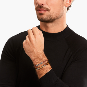 Thomas Sabo Braided Brown 5 mm leather Silver Bracelet 