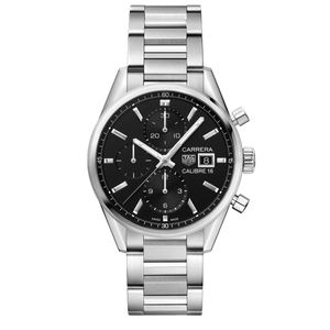 Preview image of Tag Heuer Carrera Men's Black Calibre 16 Chronograph Automatic Bracelet Watch