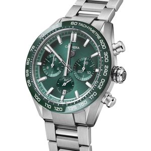Preview image of TAG Heuer Carrera 44mm Steel Green Heuer-02 Bracelet Chronograph Watch