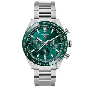 Preview image of TAG Heuer Carrera 44mm Steel Green Heuer-02 Bracelet Chronograph Watch