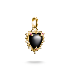 Preview image of Thomas Sabo Black Vintage Heart With Stones Gold Plated Connect Charm 