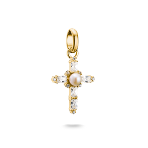 Preview image of Thomas Sabo Vintage Pearl Cross Gold Plated Connect Charm 