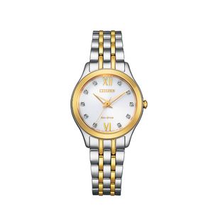 Preview image of Citizen Ladies' 26mm Silhouette Diamond Mother Of Pearl Steel & Gold Plated Bracelet Eco Drive Watch