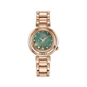 Preview image of  Citizen L Arcly 30mm Rose Tone Green Mother Of Pearl Diamond Dot Dial Bracelet Watch