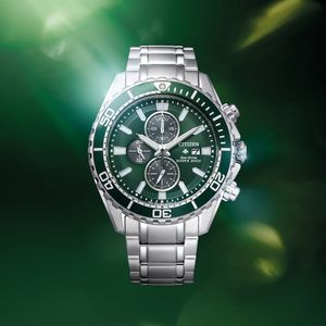 Citizen Promaster Diver 44mm Green Bracelet Eco Drive Chronograph Watch 