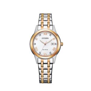 Preview image of Citizen Ladies' 29mm Silhouette Stone Set Steel & Gold Plated Bracelet Eco Drive Watch