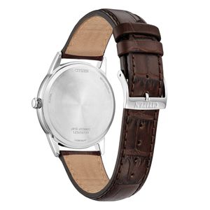 Citizen Men's 41mm Silver & Brown Leather Strap Eco Drive Watch 