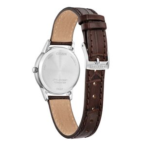 Citizen Ladies' 30mm Silver Leather Strap Eco Drive Watch 