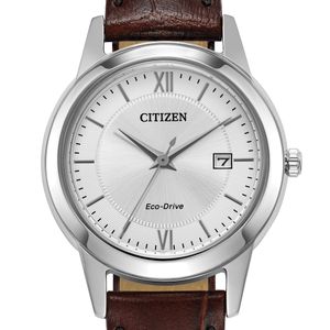 Citizen Ladies' 30mm Silver Leather Strap Eco Drive Watch 