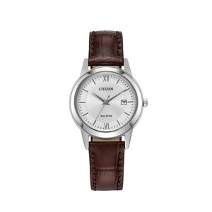 Citizen Ladies' 30mm Silver Leather Strap Eco Drive Watch 