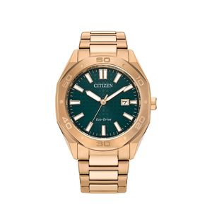 Preview image of Citizen Men's Sport 41mm Rose Gold & Green Bracelet Eco Drive Watch