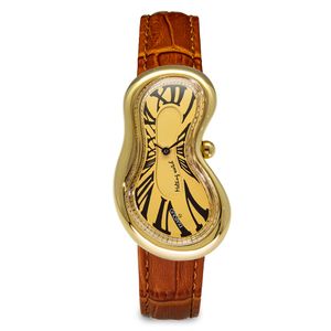 Preview image of Exaequo Classic PVD Gold Steel Gold Quartz Crocodile Leather Strap Watch 