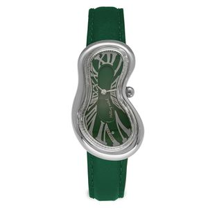 Preview image of Exaequo Classic Stainless Steel Green Quartz Leather Strap Watch 