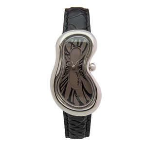 Preview image of Exaequo Classic Stainless Steel Desert Taupe Quartz Black Snake Leather Strap Watch 