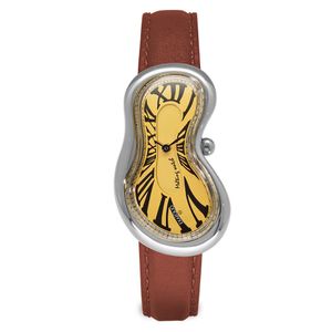 Preview image of Exaequo Classic Stainless Steel Gold Quartz Leather Strap Watch 