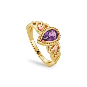 Clogau Delphinium Yellow & Rose Gold Vine Amethyst Ring
