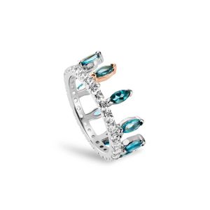 Preview image of Clogau Celebration Crown Silver London Blue Topaz & White Topaz Ring