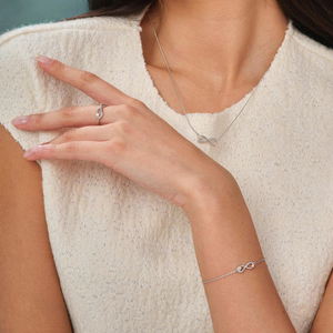 Preview image of Clogau Tree Of Life Infinity White Topaz Silver Necklace & Bracelet Gift Set 