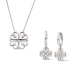 Preview image of Clogau Tree Of Life Heart Silver Necklace & Earrings Gift Set 