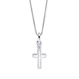Preview image of D For Diamond Mother Of Pearl Cross Silver Necklace 
