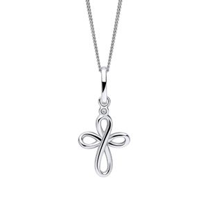 Preview image of D For Diamond Organic Cross Silver Necklace