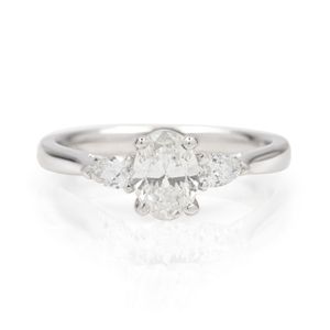 Preview image of Platinum 0.72 & 0.21ct Oval & Pear Diamond Trilogy Ring