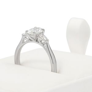 Platinum 0.72 & 0.21ct Oval & Pear Diamond Trilogy Ring