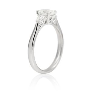 Platinum 0.72 & 0.21ct Oval & Pear Diamond Trilogy Ring