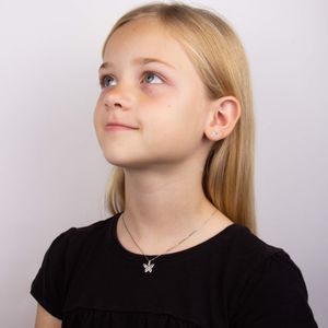 D for Diamond Filigree Butterfly Silver Pendant