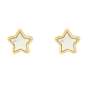 Preview image of D for Diamond Star SIlver and Gold Plated Earrings