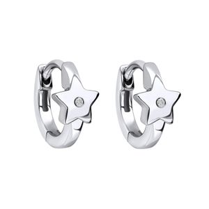 D For Diamond Star Silver Hoop Earrings 