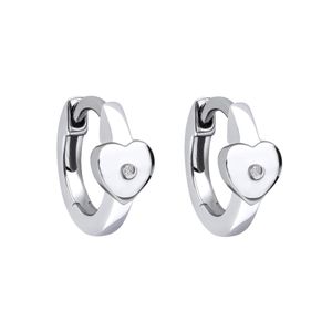 Preview image of D For Diamond Heart Silver Hoop Earrings 
