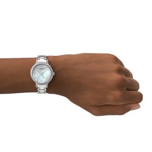 Emporio Armani Cleo 32mm Steel Mother of Pearl Stone Set Quartz Bracelet Watch