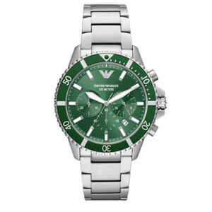 Preview image of Emporio Armani Diver 43mm Green Quartz Chronograph Bracelet Watch 