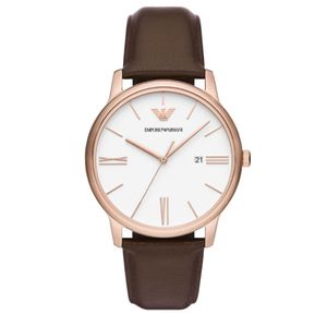 Preview image of Emporio Armani Minimalist 42mm White Rose Gold Quartz Leather Watch 