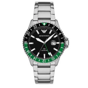 Preview image of Emporio Armani World Explorer 42mm Green Steel GMT Quartz Bracelet Watch